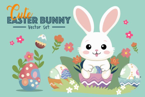 Download Cute Easter Bunny Vector Set - Easter bunny vector Collection