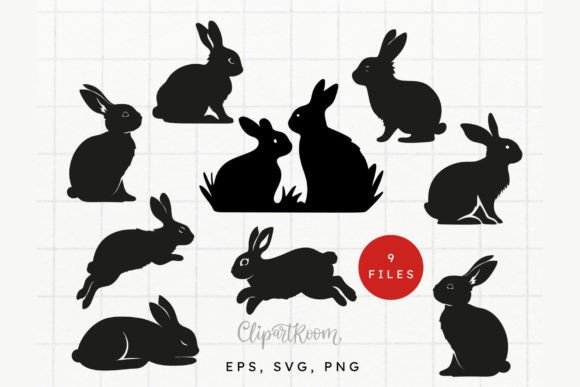 Download Easter Bunny Vector Silhouette Clipa Set - Easter bunny vector Collection